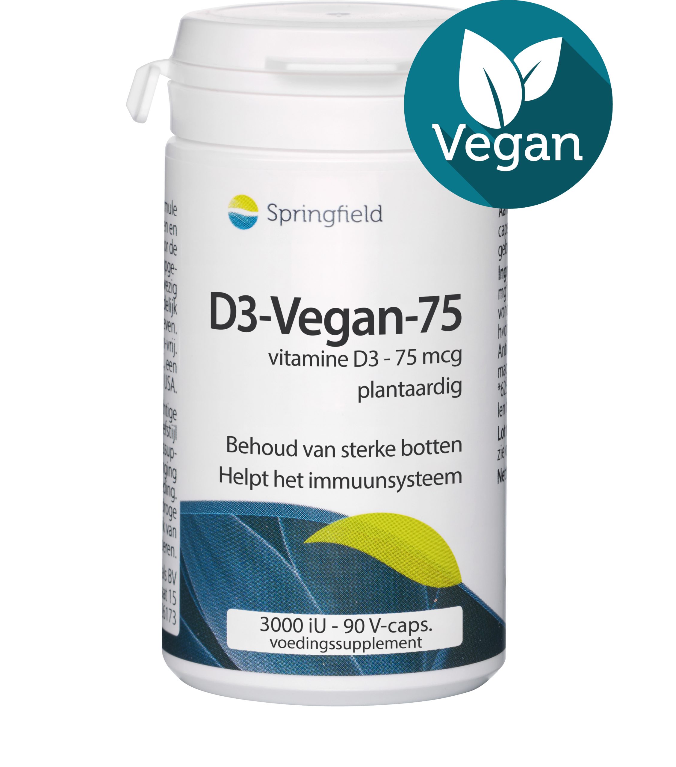 D3-Vegan-75 - 75 mcg vitamine-D3 uit algen - plantaardig 90 V-capsules