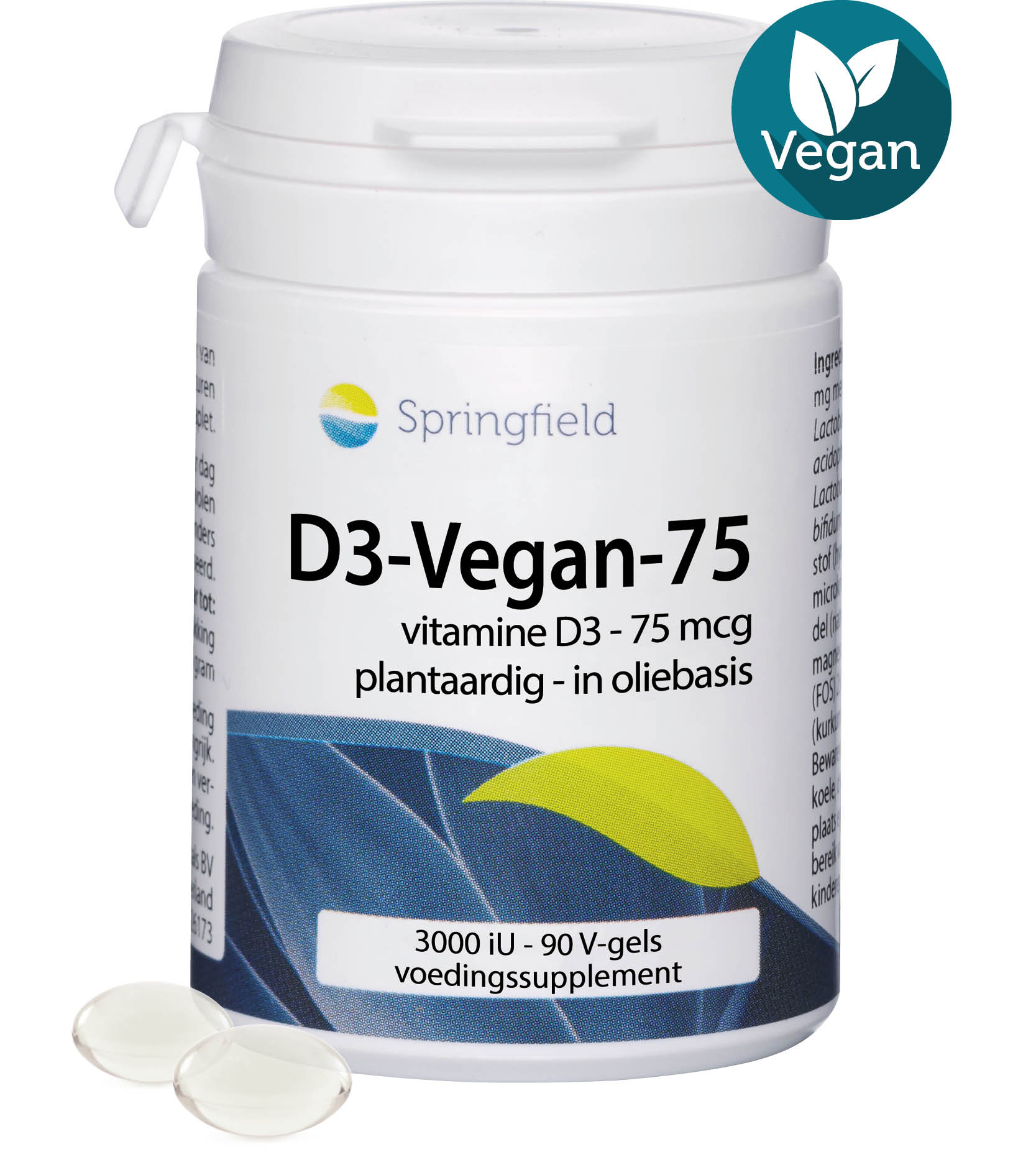 D3-Vegan-75 - 75 mcg vitamine-D3 uit algen - plantaardig 90 V-gels