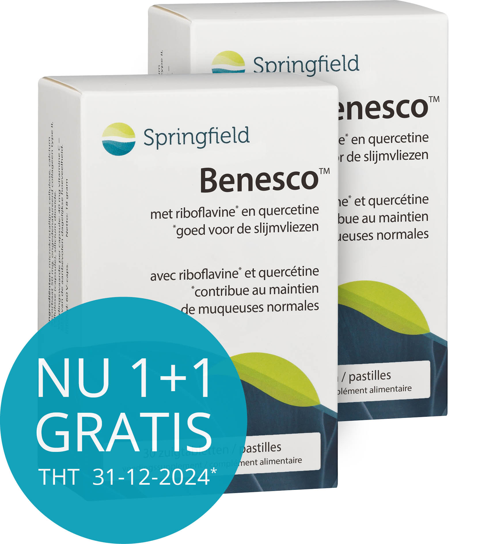 Benesco met quercetine en riboflavine, goed voor de slijmvliezen - 1+1 gratis