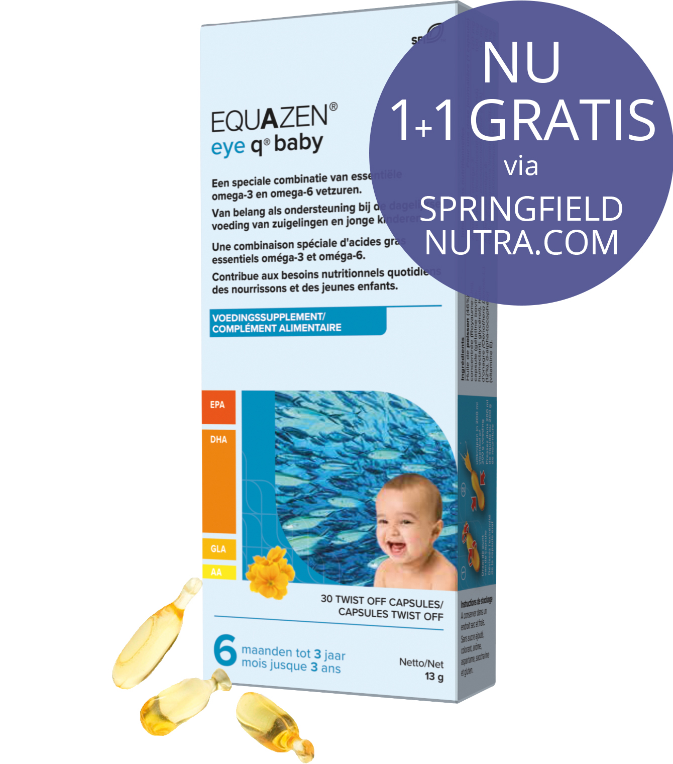 Equazen Baby - Zuivere DHA-rijke visolie - goed voor de hersenen - NU 1+1 GRATIS