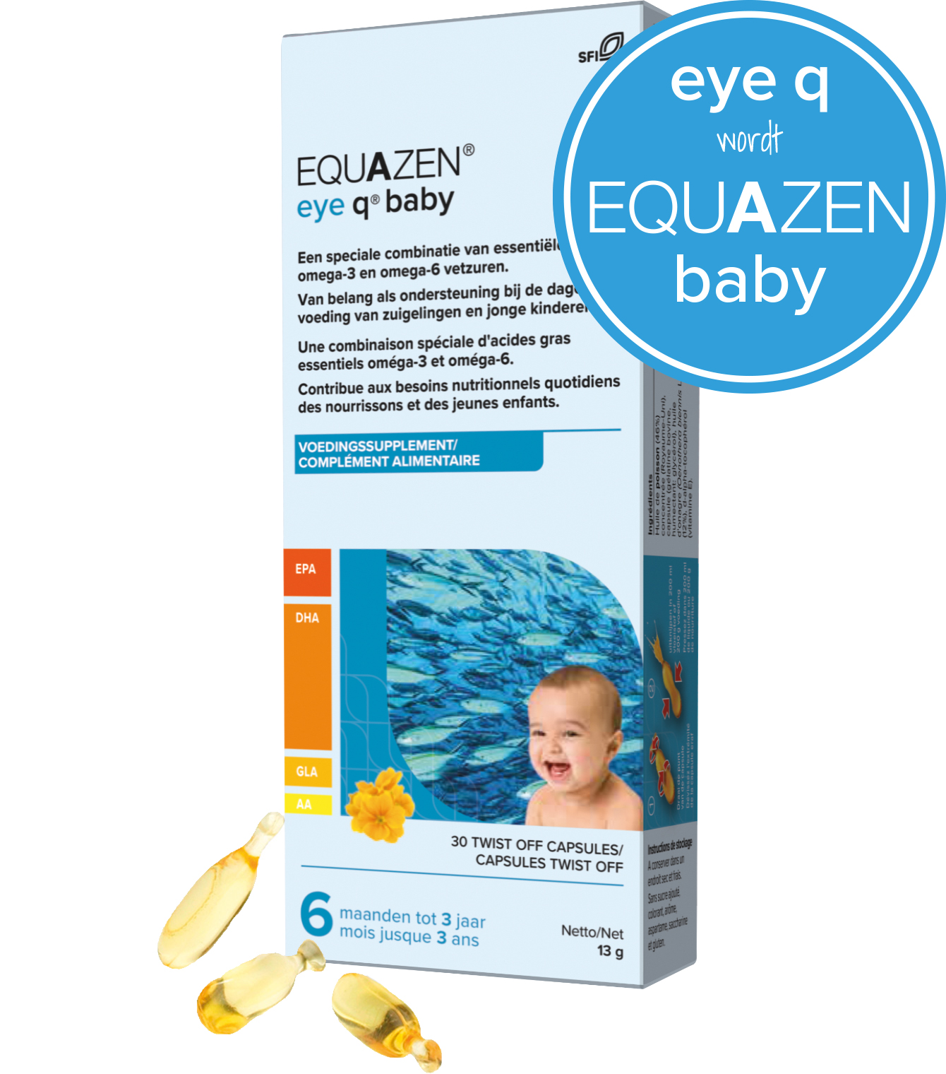 Equazen Baby (eye q baby) - Zuivere DHA-rijke visolie - goed voor de hersenen - Eye q wordt Equazen baby